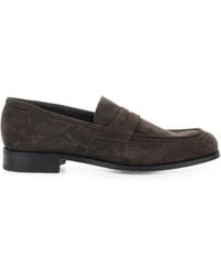 Lidfort - Suede Almond-Toe Loafers - Lyst