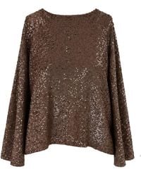 P.A.R.O.S.H. - Sequin-Embellished Tie-Fastening Blouse - Lyst
