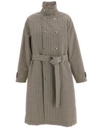 Plan C - Check-Pattern Double-Breasted Coat - Lyst