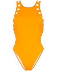 Solid & Striped Bañador Jackie con detalles de ojales - Naranja