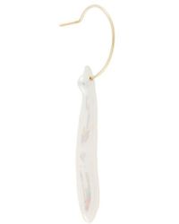 Hsu Jewellery 18kt Yellow Gold Making Marks Drawing Line Pearl Hanging Earring - White