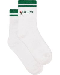 Gucci Socken mit und Blumen-Stickerei - Weiß