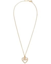 Dolce & Gabbana - Logo-Pendant Crystal-Embellished Necklace - Lyst