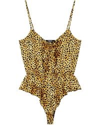 Versace - レオパード ラッフル ボディスーツ - Lyst