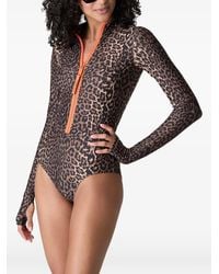 Watskin - Ryann Leopard-Print Zip-Front Swimsuit - Lyst
