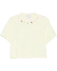 forte_forte - T-Shirt À Fleurs Brodées - Lyst