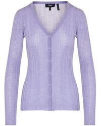Theory - Ribbed-Knit V-Neck Cardigan - Lyst