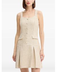 Morgan - Houndstooth-Pattern Pleated Mini Dress - Lyst