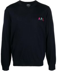 A.P.C. - Sweater Met Geborduurd Logo - Lyst