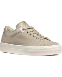 Geox - Claudin A Sneakers Met Metallic Vlak En Plateauzool - Lyst