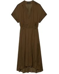 Zadig & Voltaire - Vestido midi Riaz de satén con cuello en V - Lyst
