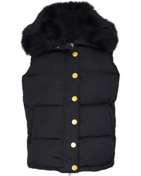 L'Agence - Nalo Gilet Met Kraag Van Imitatiebont En Knopen - Lyst