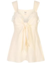 Chloé - Lace-Trim Knotted Sleeveless Blouse - Lyst