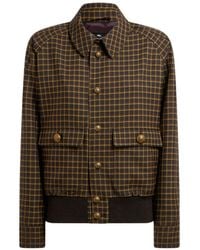 Etro - Wool Bomber Jacket With Check Motif - Lyst