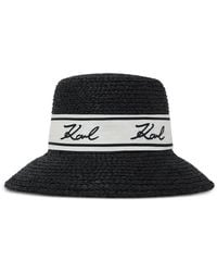 KARL LAGERFELD - Signature Raffia Hat - Lyst