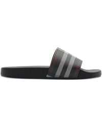 Burberry - Check-Print Flat Slides - Lyst