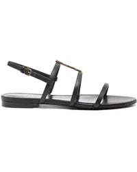 Saint Laurent - Cassandre Leather Sandals - Lyst