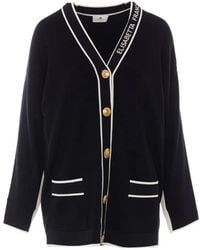 Elisabetta Franchi - Logo-Print Button-Up Cardigan - Lyst