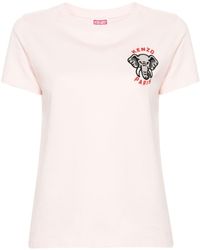KENZO - Elephant Crest-embroidered Cotton T-shirt - Lyst