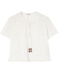 Burberry - Check Cotton Voile Blouse - Lyst