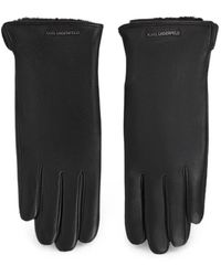 KARL LAGERFELD - Logo Leather Gloves - Lyst