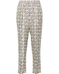 Alberto Biani - Graphic-print Silk Straight-leg Trousers - Lyst