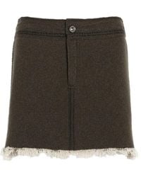 Barrie - Denim Fringed Mini Skirt - Lyst