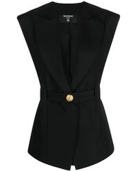 Balmain - Belted Wool Vest - Lyst