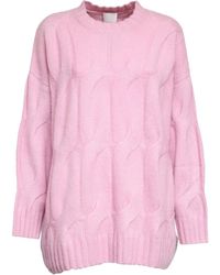 Allude - Jersey con cuello redondo y punto de ochos - Lyst