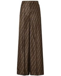 Fendi - Ff Silk Wide-Leg Trousers - Lyst