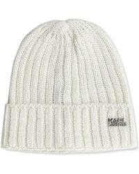KARL LAGERFELD - Ribbed-Knit Beanie Hat And Scarf Set - Lyst
