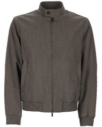 Emporio Armani - Textured Zip-Up Jacket - Lyst