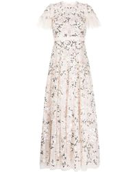Needle & Thread - Floral-embroidered Short-sleeve Gown - Lyst