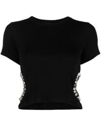 Sandro - Crystal-embellished Cut-out T-shirt - Lyst