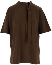 ELEH - Tie-Neck Short-Sleeve T-Shirt - Lyst