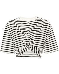MSGM - Striped Cropped T-shirt - Lyst