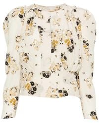 Isabel Marant - Zarga Floral-Print Puffed-Sleeve Blouse - Lyst