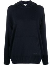 MSGM - Logo-embroidered Wool-cashmere Hoodie - Lyst
