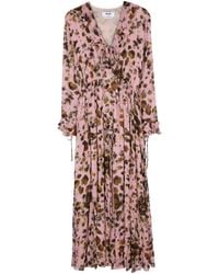MSGM - Abstract-Print Ruffle-Detailing Dress - Lyst