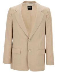 BOSS - Single-Breasted Twill Blazer - Lyst