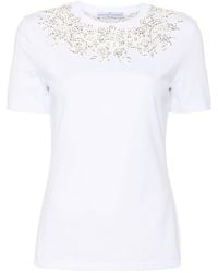 Ermanno Scervino - Lace-Detail Crystal-Embellished T-Shirt - Lyst