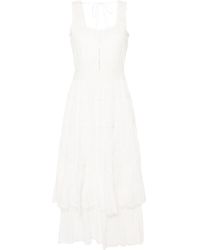 Twin Set - Lace-trim Cotton Maxi Dress - Lyst