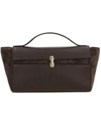 SAVETTE - Symmetry Trapeze Suede-Panelled Clutch Bag - Lyst