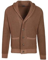 Fedeli - Shawl-Collar Ribbed-Knit Cardigan - Lyst