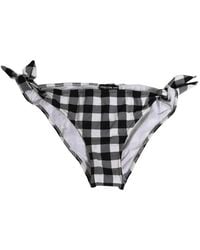 Dolce & Gabbana - Gingham-Check Side-Tie Bikini Bottoms - Lyst