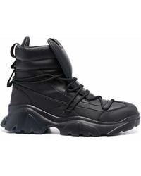 EA7 - Chunky Leather Lace-Up Boots - Lyst