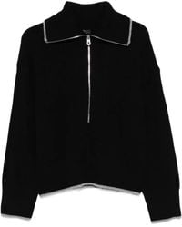 Pinko - Zip-Front Ribbed Knit Sweater - Lyst