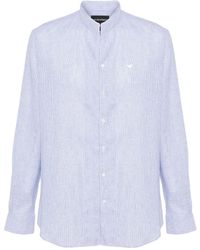 Emporio Armani - Gestreept Overhemd Met Geborduurd Logo - Lyst