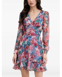 Morgan - Robe Courte Volantée À Fleurs - Lyst