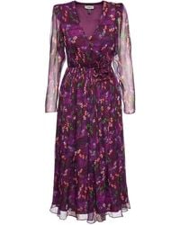 Nissa - Flower-Appliqué Midi Dress - Lyst